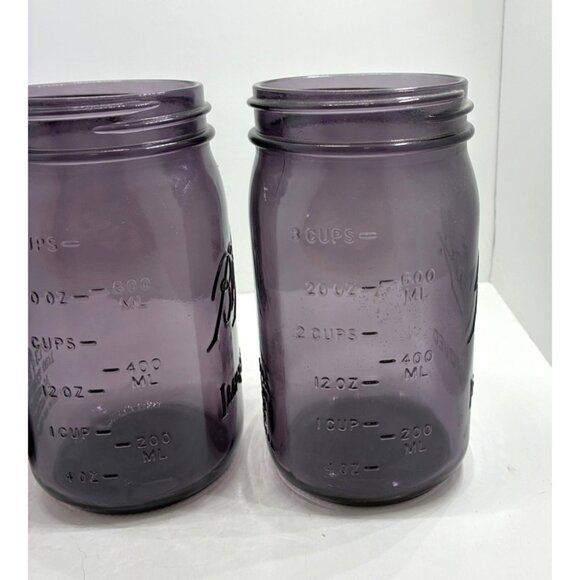 Set Of 3 Ball Improved Purple Glass Mason Quart Jars 1913-1915 100 Years America - Picture 4 of 6